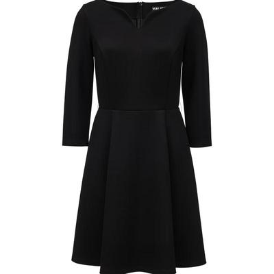 Women's V-Neck 3/4 Sleeve Belted Midi Dress