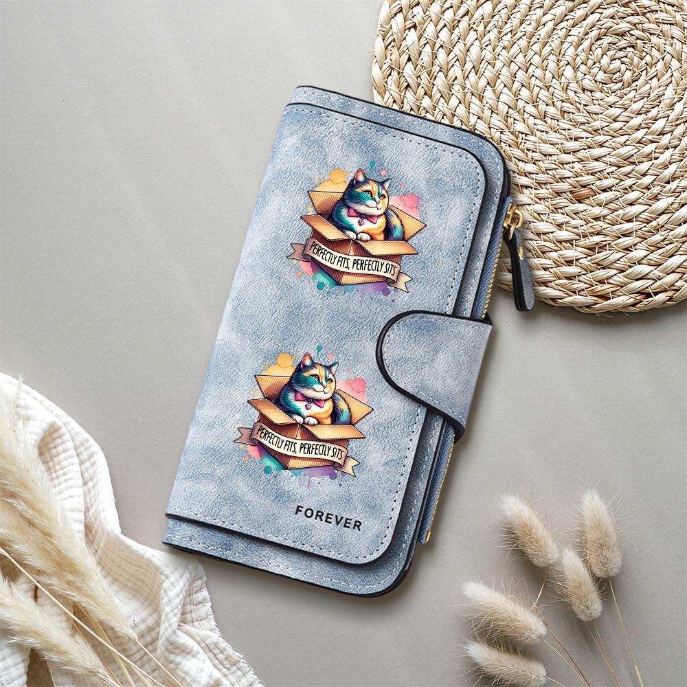Cute Cat Print Purse Fashion Faux Leather Women's Wallet Casual Ladies Portable Card Holder