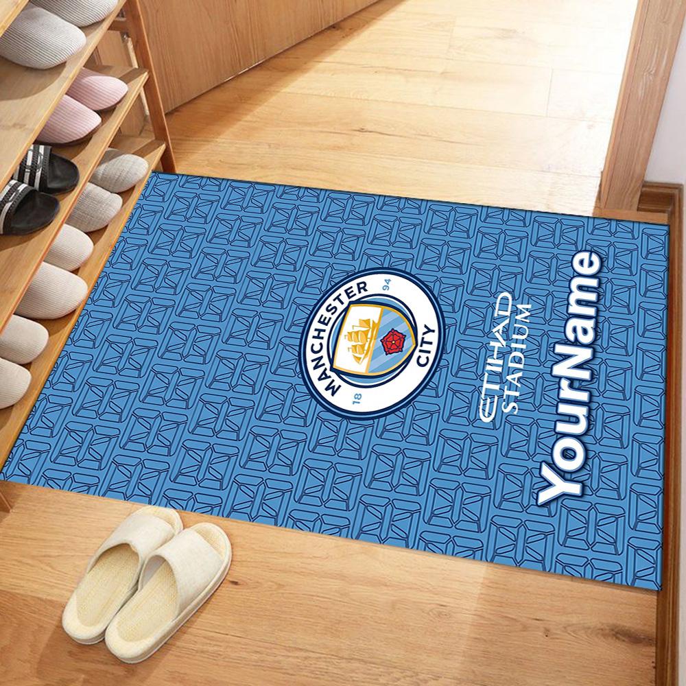 Manchester City Customize Your Name Carpet Perfect for Outdoor Kitchen Entryway Foyer Antislip Carpet Anime Office Decor Best for Christmas