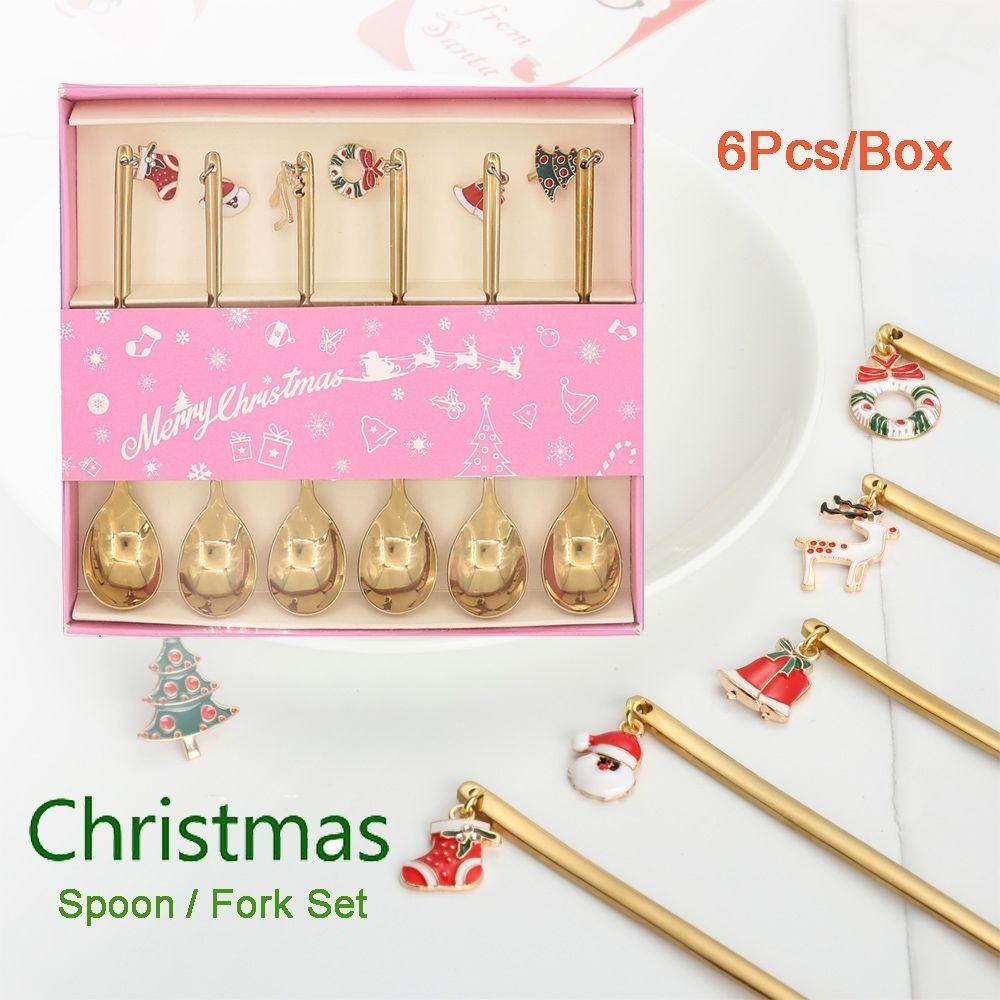 Elk Pendant Coffee Spoon Stainless Steel Tea Spoon Creative Christmas Spoon Set  Home Decor