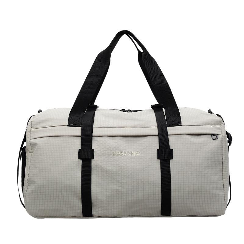 

Large Capacity Sports Fitness Bag Separation Shoes Bags Shoulder Bag Plaid Storage Travel Bag серый