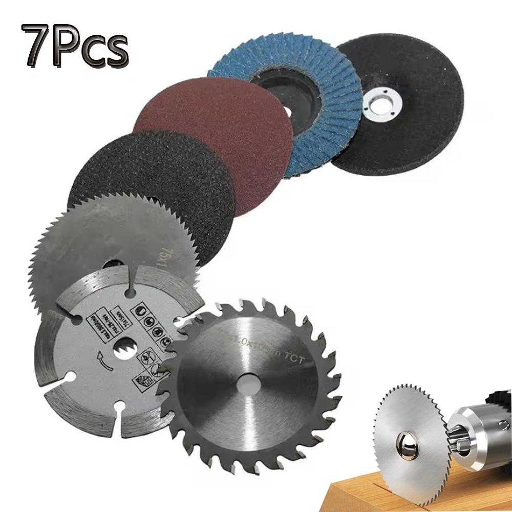 

7Pcs 3 Inch Circular Saw Blade Cutting Disc Angle Grinder Wheels Flap Discs Blades Sanding Discs Diamond Cutting Blades