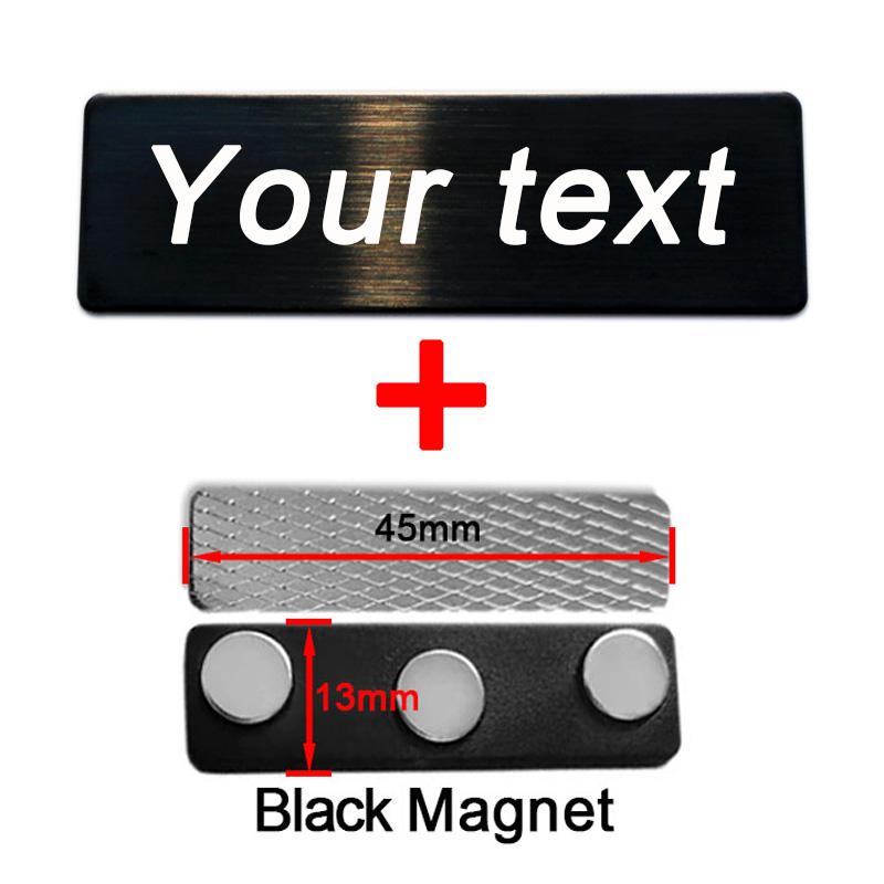 60X20 70x20 70x25mm Broches Personalizáveis Alfinete Texto Gravado Personalizado Logotipo Placa de Identificação de Negócios Etiqueta de Metal Crachás com Nome Personalizados