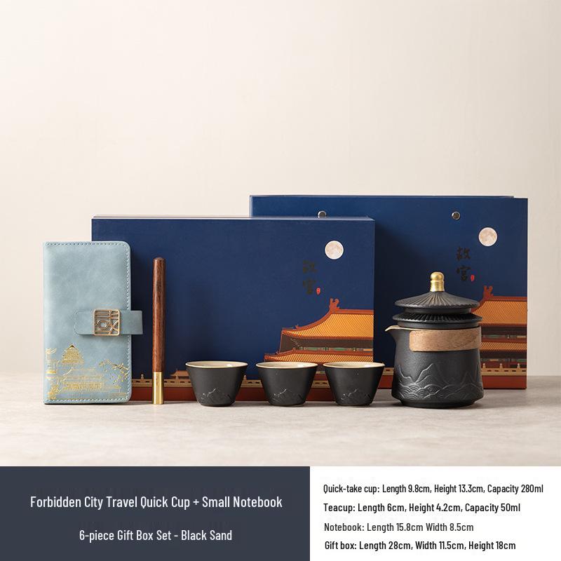 

Palace Museum Cultural Creative Tea Set: One Pot & Four Cups – Perfect Gift for Leaders, Clients, Elders, Teachers