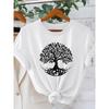 European Size Women'S Modern Style Short-Sleeve T-Shirt Featuring a Simple World Tree Design, Round Neck, Casual And Cute Summer Wear