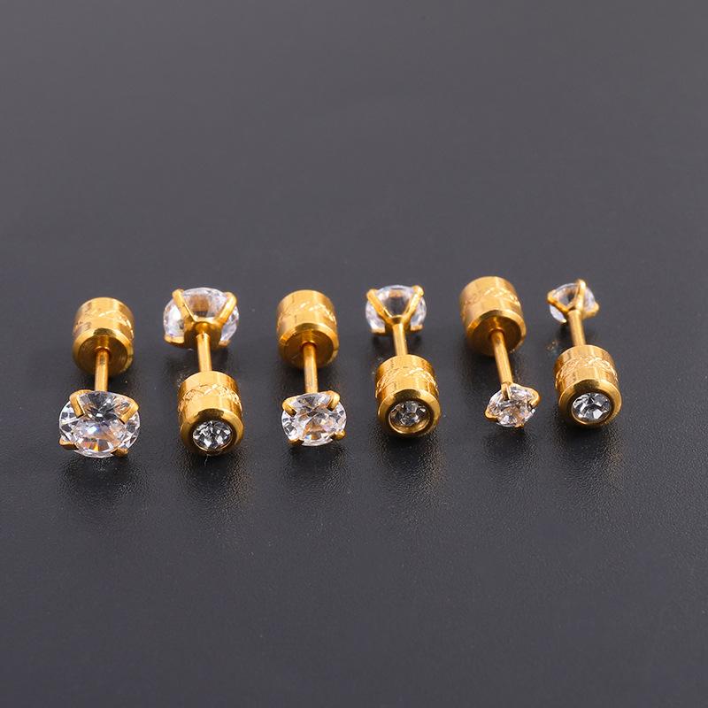 Stainless Steel Stud Earrings with Four-pronged Zirconia - Stylish and Simple, Perfect for Both Men and Women As Personalized Small Earrings.