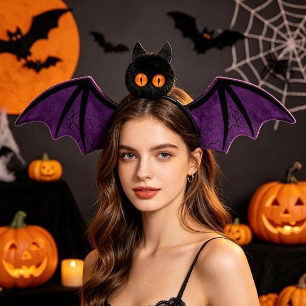 Soft Velvet Fabric Bat Wing Headband Delicate Bat Wing Decoration Halloween Headband Cosplay Event