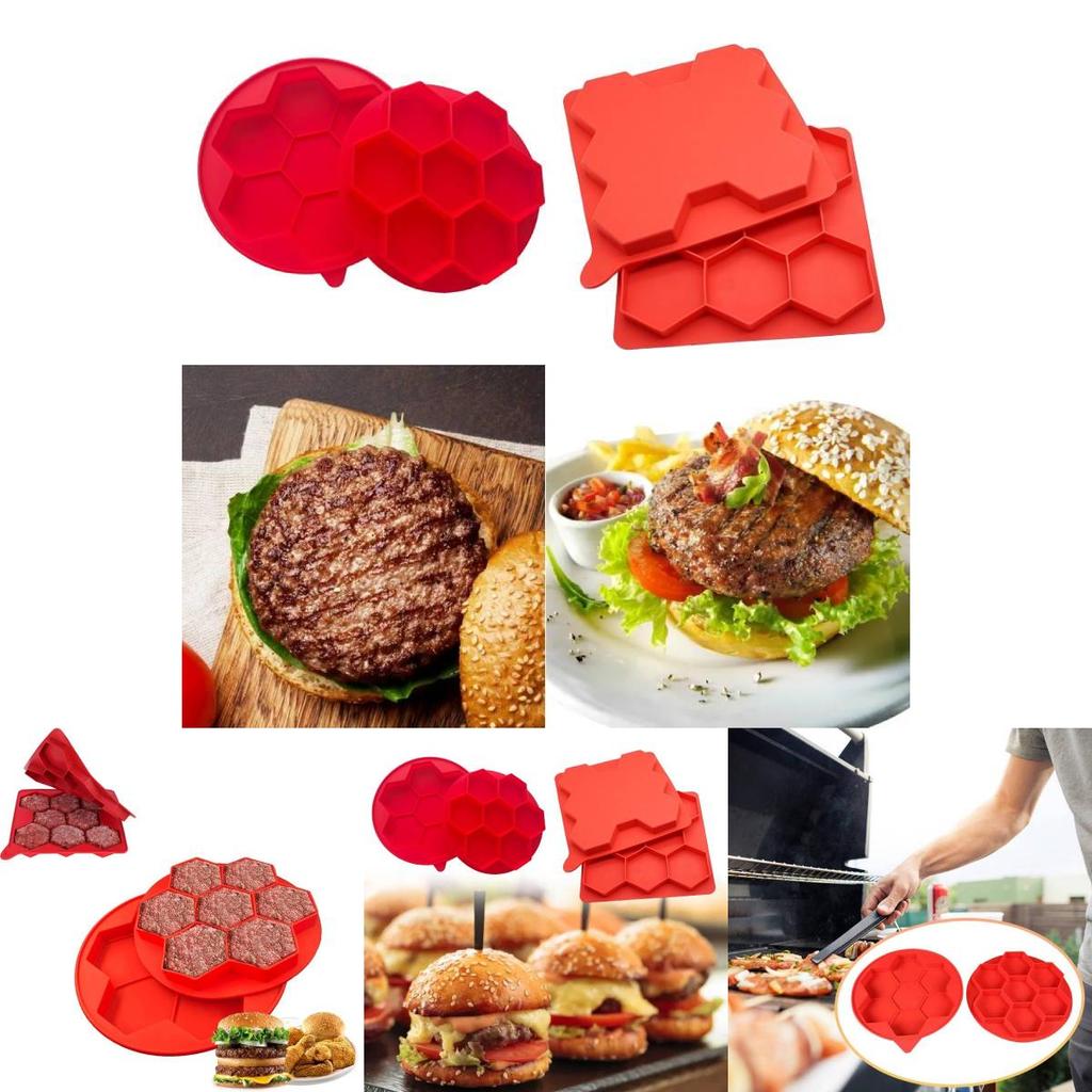 Högkvalitativ Fyrkantig Silikonform För Hamburgerpuckar För Enkel Burgerberedning