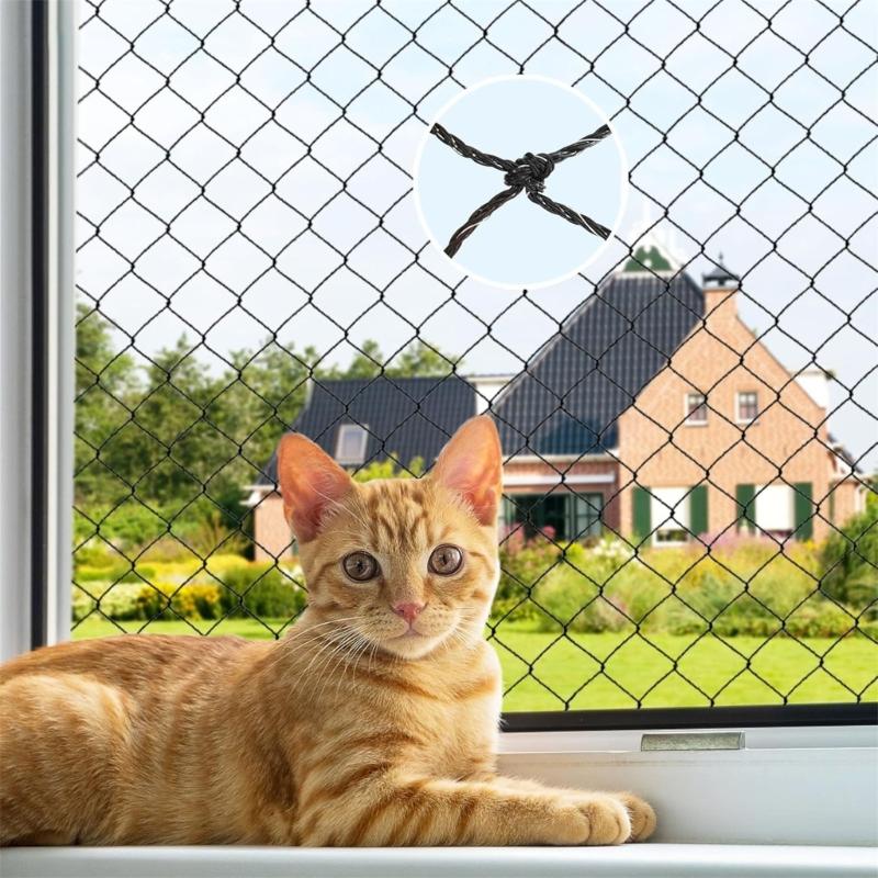 Stahlkabelverstärkte Katzensicherheitsnetz für Balkone und Fenster, Verstärktes Netzgewebe Zaun für Haustier