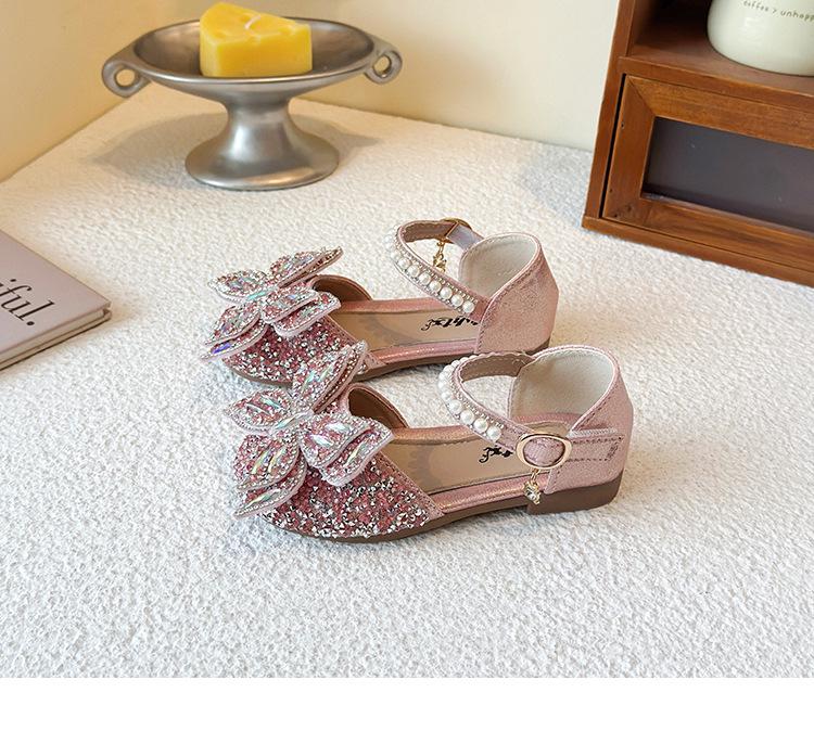 Baby Girl Rhinestone Princess Sandals - Soft Sole, Korean Style, Hollow Design for Spring/Autumn 2026.