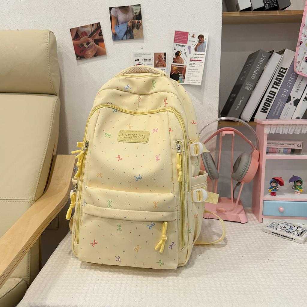 Schoolbag Korean version ins Sweet colorful bow backpack Summer vitality full of soft waxy playful primary and secondary school backpack
