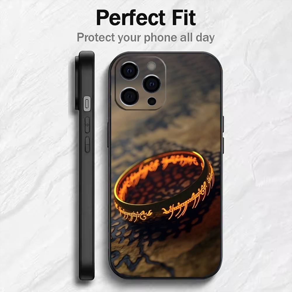 

T-The R-Rings Map Logo Phone Case For iPhone17,16,15,14,13,12 Plus,Max Soft Silicone Black Cover iPhone16plus