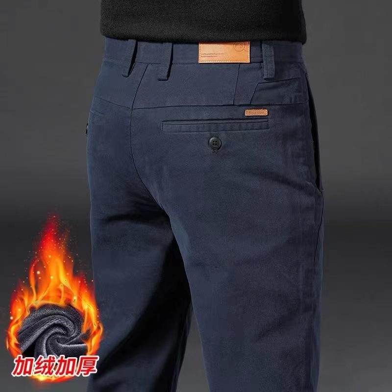 Herbst- und Winter Herren Plüsch Dick/Normal High-End Freizeithose Slim Fit Gerades Bein Business Elastisch Vielseitig Lange Hose für Herren