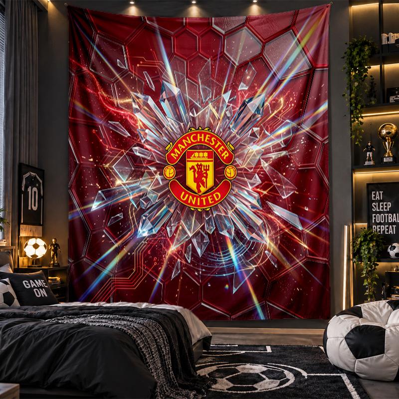 Wall Hanging Tapestry Manchester United Print Cloth for Living Room Bedroom Home Decor