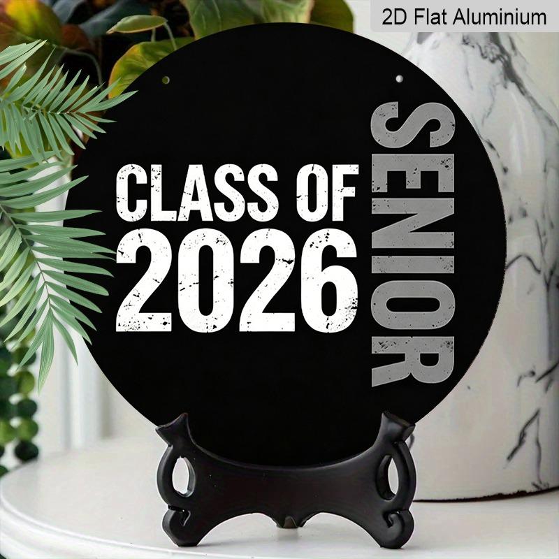 2D Flat Aluminum Graduation-themed Wall Decorations, Available in Various Sizes, Featuring A Minimalist Distressed Black and White Retro Design