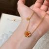 Inlay Diamonds Brushed Daisies Embellished Orange Gemstones Earrings for Women Necklaces Bracelets Layered Vintage Jewelry Sets