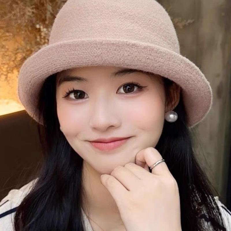 Hat French Autumn and Winter Wool Top Hat Basin Hat Temperament Hepburn Retro Fashion Fragrance Elegant Bucket Hat Socialite
