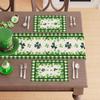 4/6pcs Green Plaid Four-Leaf Clovers Shamrocks Horseshoes St. Patrick's Day Placemats for Party Home Kitchen Dining Table Decora