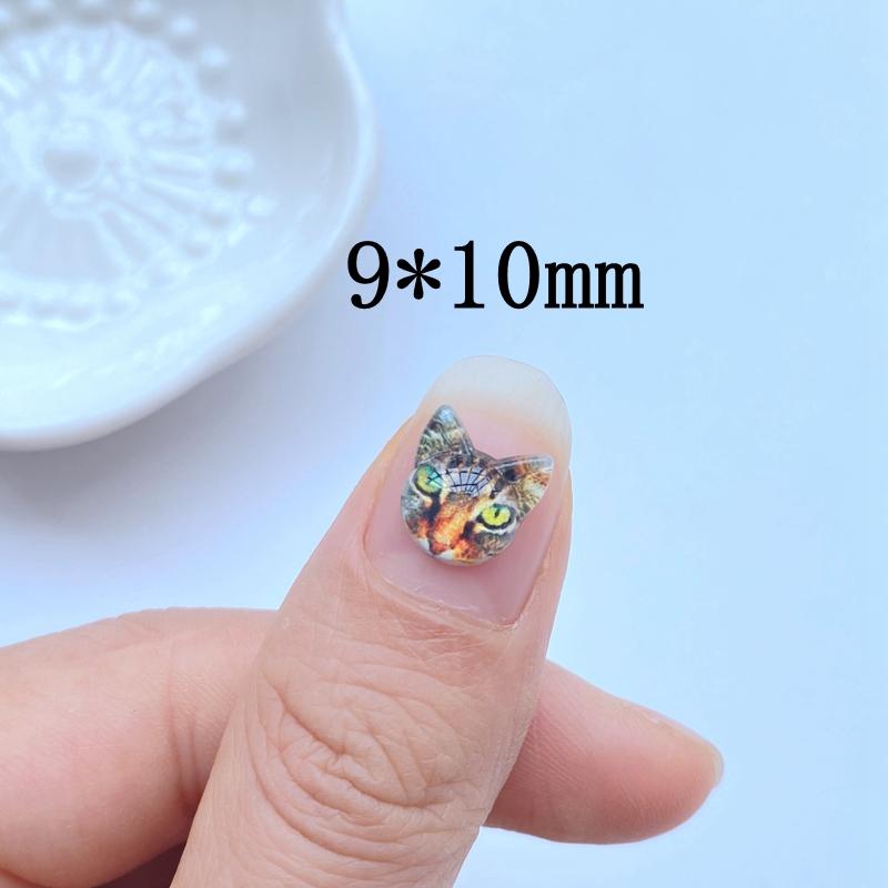 50 stuks Nieuwe Mini Schattige 9*10mm Dier Cartoon Kattenkop Platte Achterkant Hars Scrapbooking Sieraden Ambacht Decoratie Accessoire
