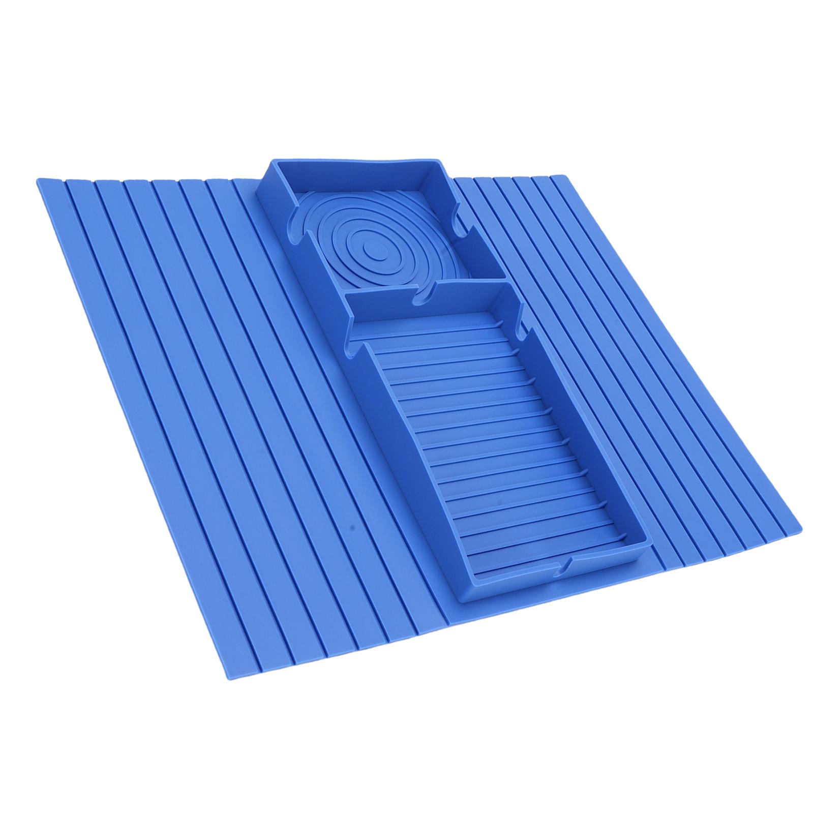 

Поднос на подлокотник дивана, нескользящий, из мягкого силикона, держатель для стакана на диван, для кофе, пульта ДУ, телефона, закусок темно-синий