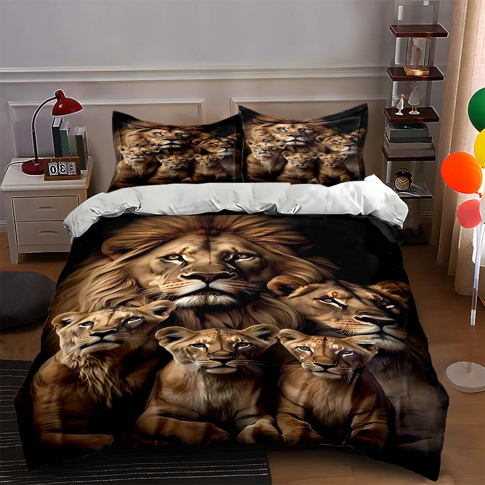 

Lion family portrait Bedding, Duvet cover sets, Duvet covers, Pillowcases, Birthday gifts (1 * Duvet Cover 2 * Pillowcases, without duvet insert) 135x200cm