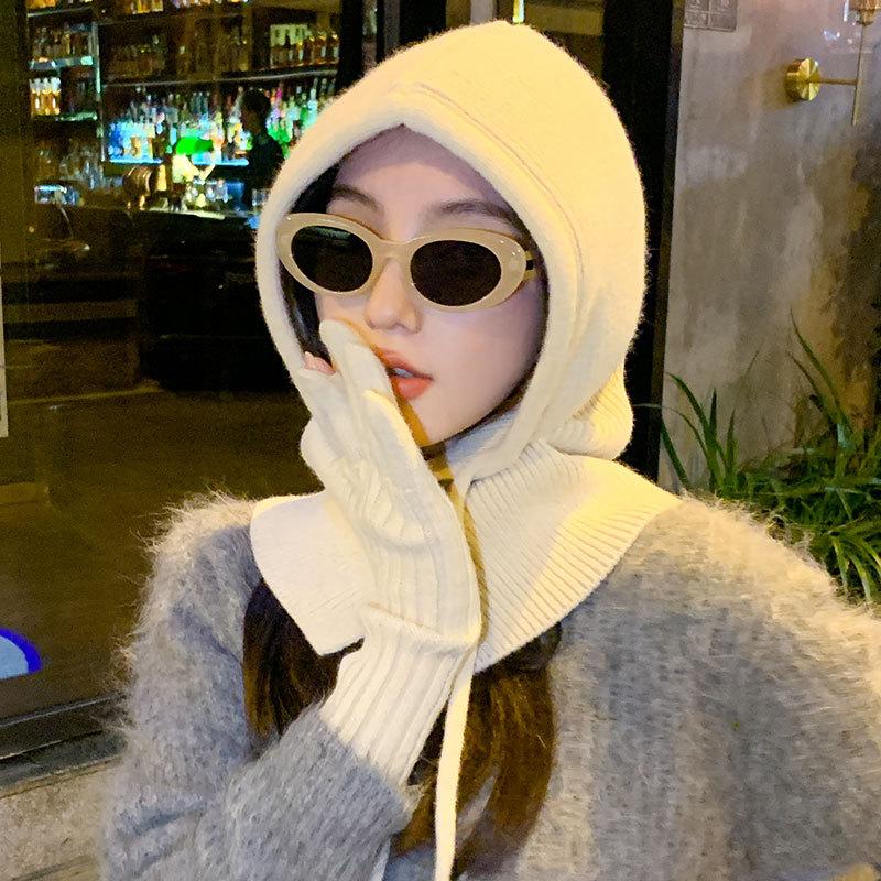 

Женские термоперчатки, шарф, интегрированная шапка, теплые и холодостойкие осенью и зимой, спортивная шапка-шлем для велоспорта, модная шапка separate hat