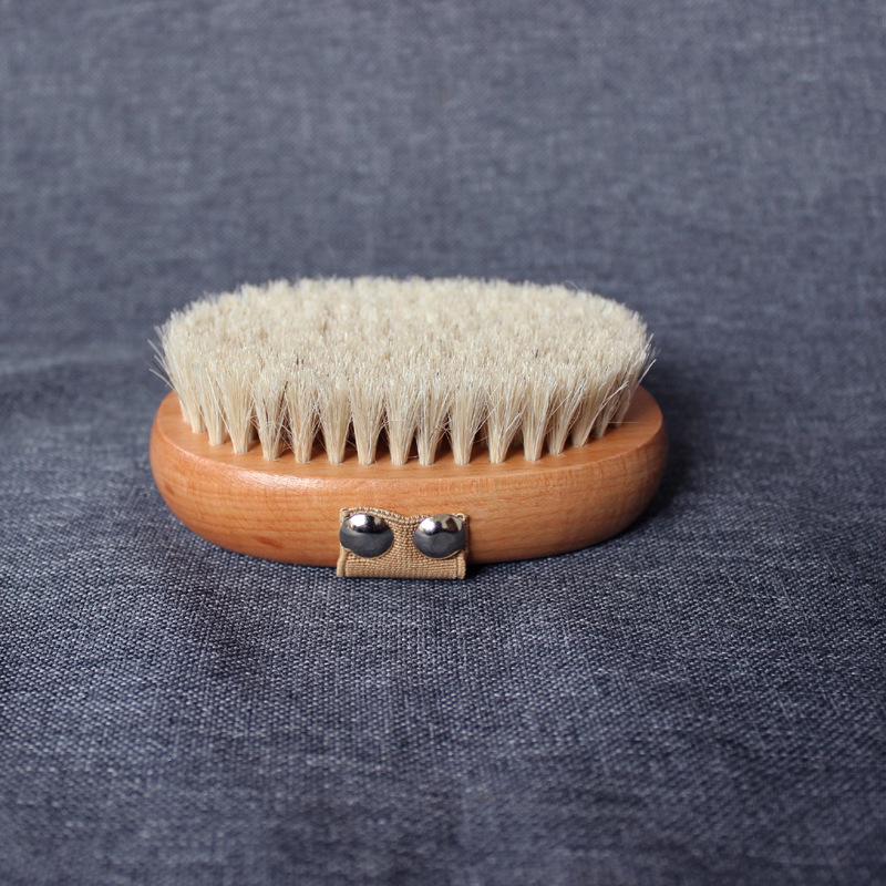 Natural Beech Wood Horsehair Body Brush for Dry Brushing, Bath, and Massage