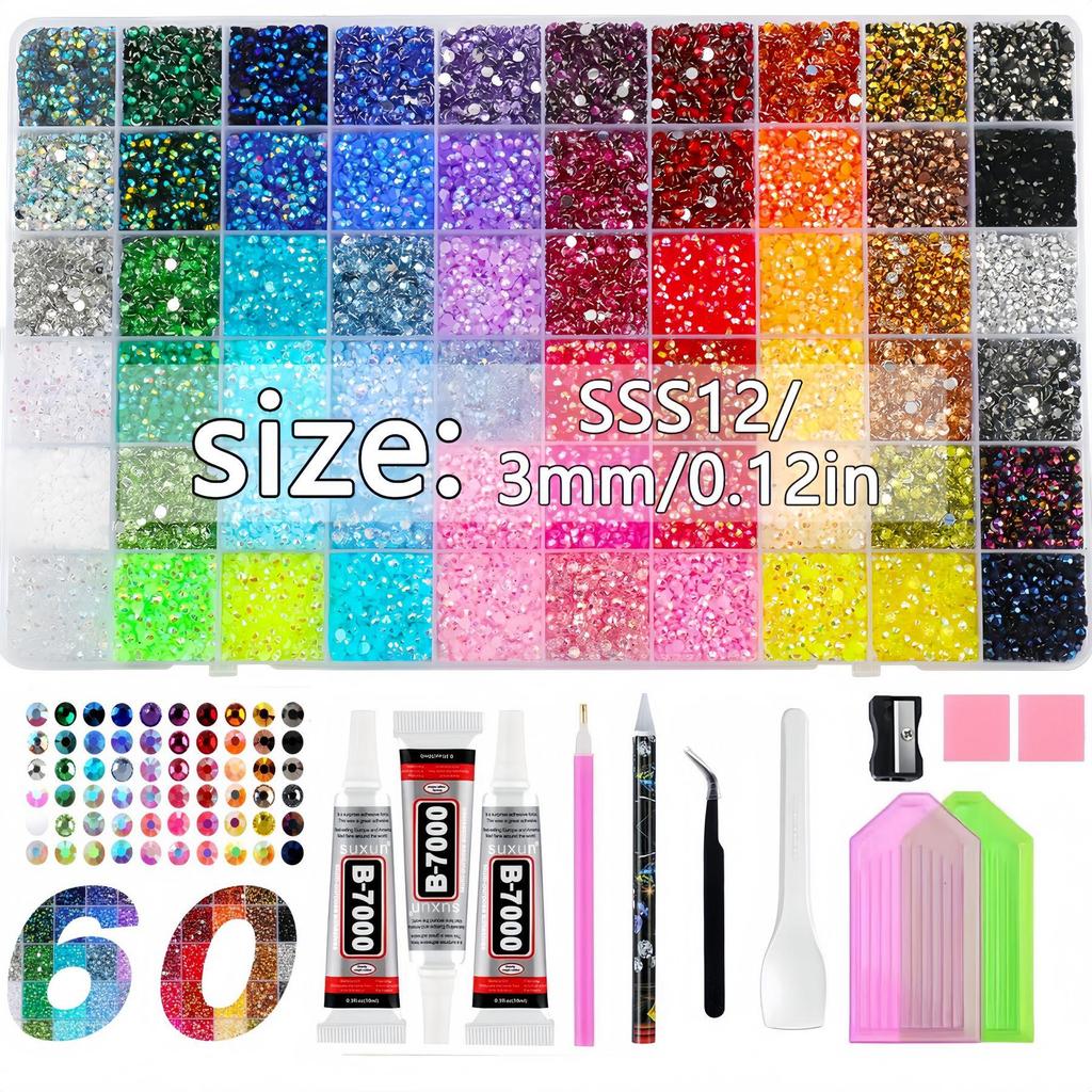 Strass colorati in resina da 3 mm: 40 Colori AB e Gelatina per Abbigliamento Fai-da-Te, Nail Art e Telefoni