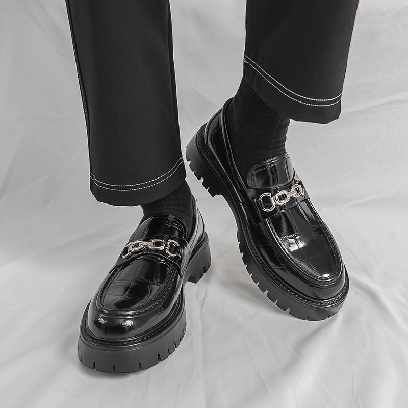 Herren Leder Schuhe mit dicker Sohle Business Formell Slipper Freizeitschuh Klassisch Bequem Luxus Dating Party Fahrschuhe