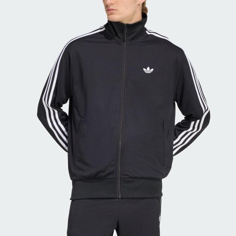 adidas Oryginalna kurtka męska Firebird z haftowanym logo, zapinana na zamek, z wysokim kołnierzem, z długim rękawem KE0782