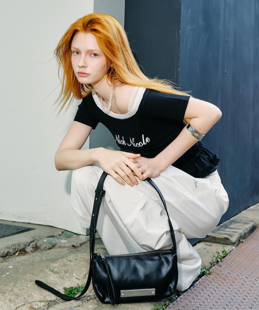 Nick&Nicole Crystal Pound Leather Bag_Black