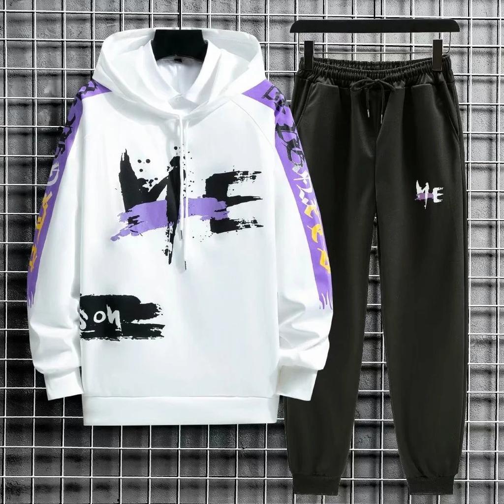 Spring & Fall Men Pullover and Pants Suit Campus Clothing Hooded Sweater Casual Loose Sports Suit