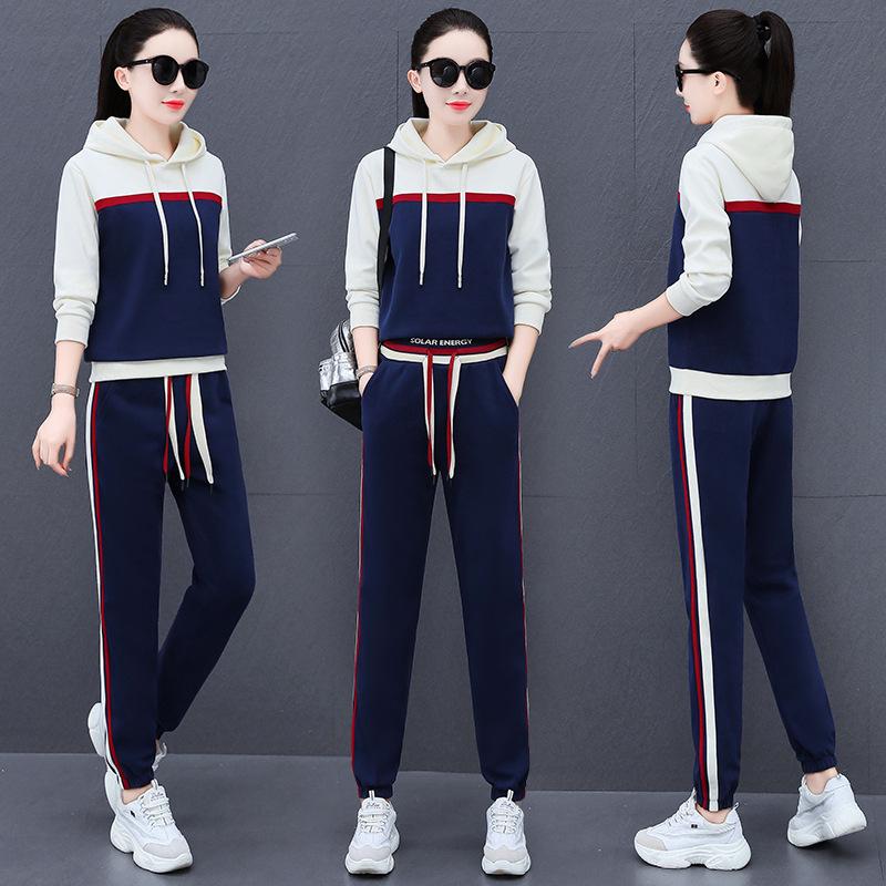 Trendy Women's Two-Piece Casual Suit: Spring/Autumn Hoodie & Long Pants Set