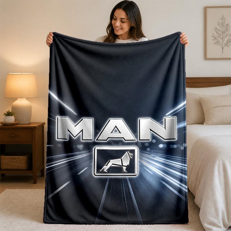 man truck Print Flannel Blanket Cozy Lightweight Plush Throw Blanket For Bed Sofa Household Use