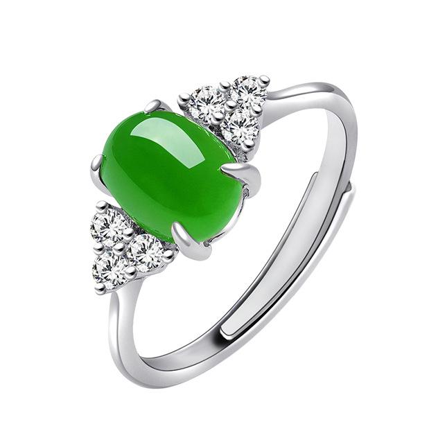 Natural Hetian Jasper & Red Corundum Adjustable Gemstone Ring for Women