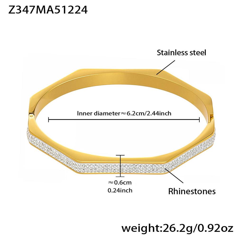 18K Gold-Plated Stainless Steel Zirconia Diamond Clasp Bracelet - European & American Fashion Knotted Irregular Light Luxury Style.