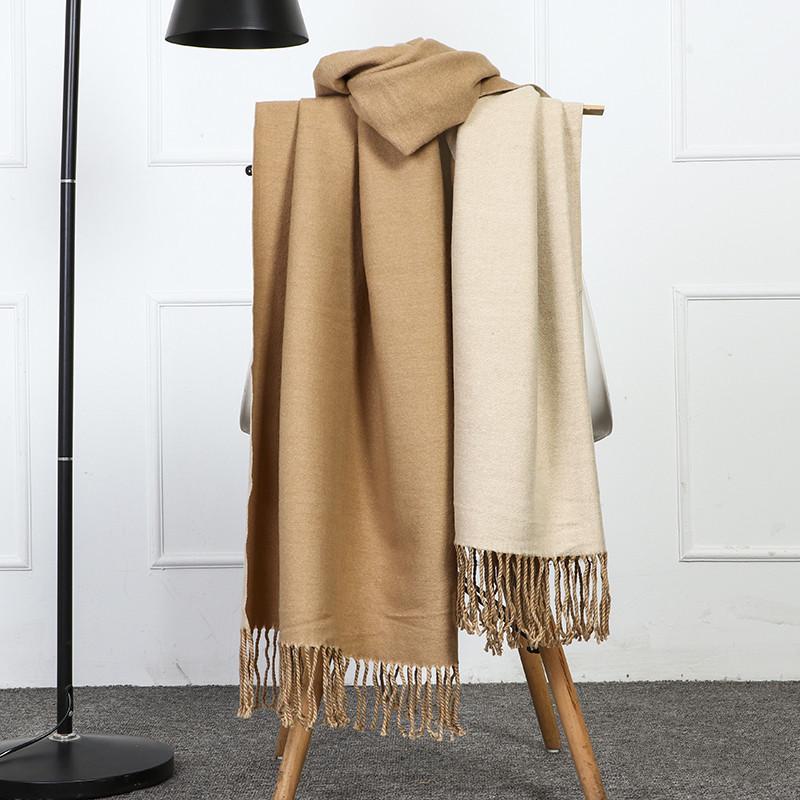 Women's Double-sided Wool Cashmere Scarf Shawl: New High-end Autumn/Winter 2026 Style