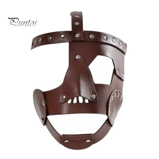 

Маска из искусственной кожи на Хэллоуин, регулируемая готическая панк-маскарадная маска для лица, аксессуар для косплея коричневый