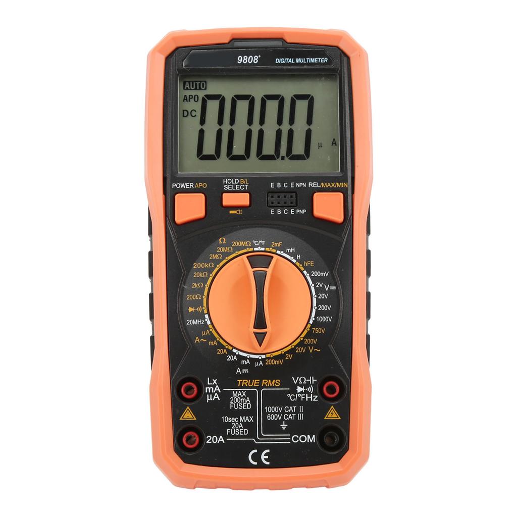 9808+ High Accuracy Digital Multimeter Multifunctional Electrical Tester Measuring AC DC Voltage Current Capacitance