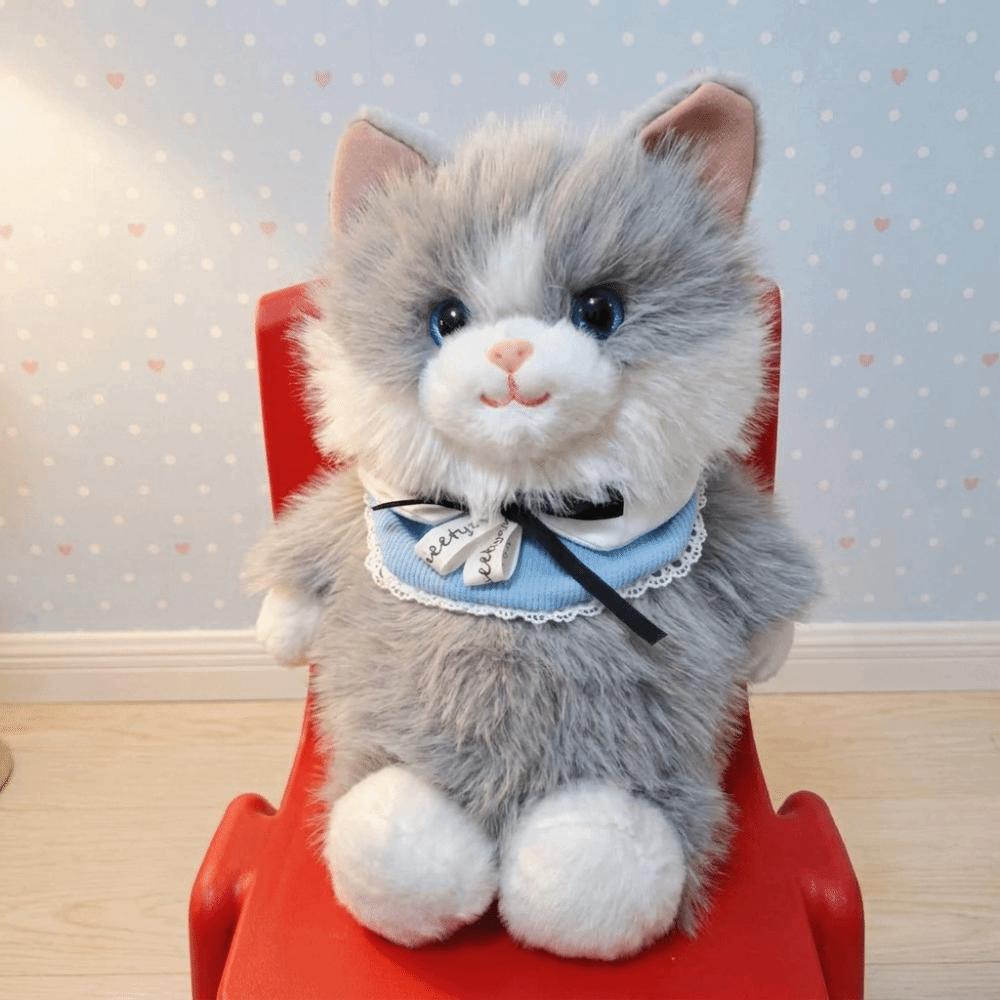 Lifelike Stuffed Animal Bag Fur Material Ragdoll Cat School Bag New Plush Backpack Birthday Gift