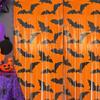 2pcs 1x2m Halloween Backdrop Pumpkin Bat Rain Silk Curtain self-adhesive Orange Photo Backdrop Streamer for Halloween Decoration