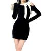 French Black Off-Shoulder Bow Knit Dress – Women's Slimming Hip-Hugging Short Skirt for Spring & Autumn