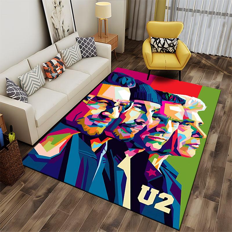 Colorful Abstract U2 Portrait Suitable As a Non-slip Mat for the Living Room or Bedroom Sofa