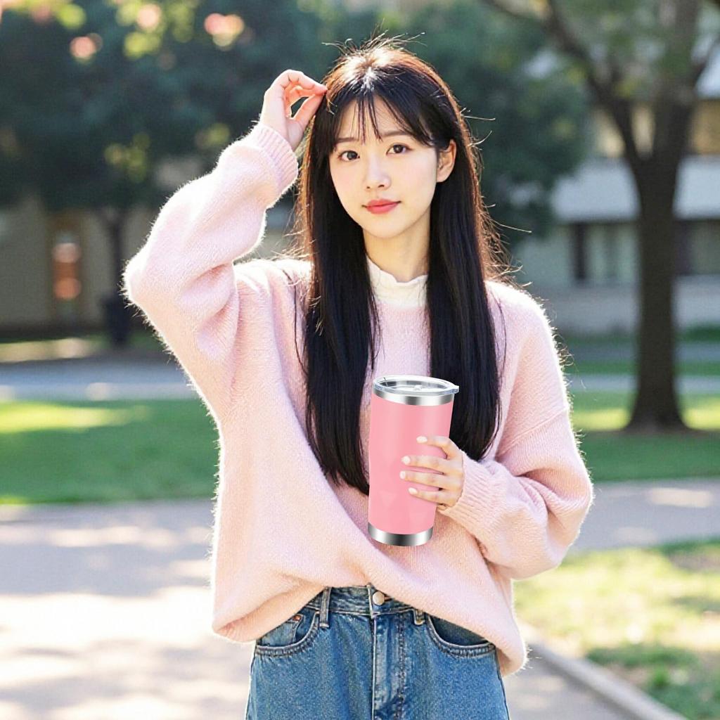 Spill-proof Vacuum Insulated Tumbler, 600ml, Stainless Steel, with Perforated Lid, Keeps Coffee Hot or Cold, Perfect for Cars, Outdoors, Students,