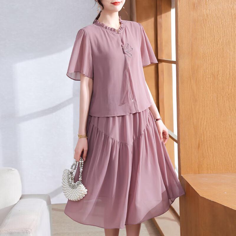 XUEXI New Chinese Style Mid-Length Summer Dress 2XL
