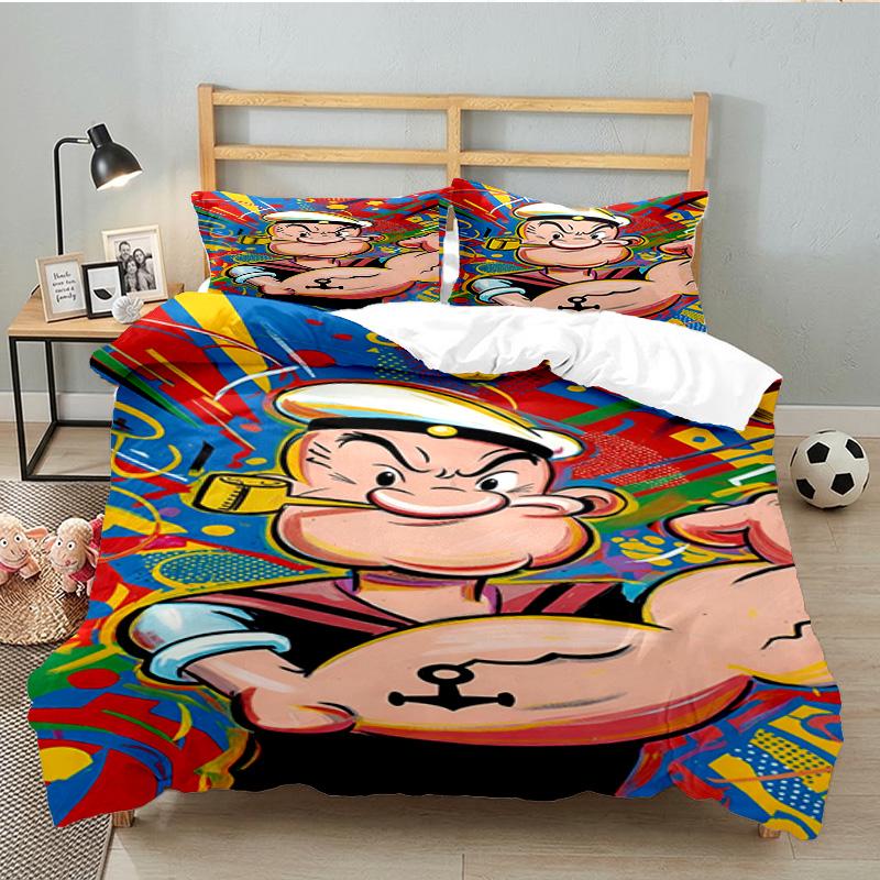 Popeye's Strength Displayed 3PCS Bedding set,Ideal for 1pc Duvet Cover And 2pcs Pillowcases Perfect for Fan gift,Ideal for Bedroom, Dormitory