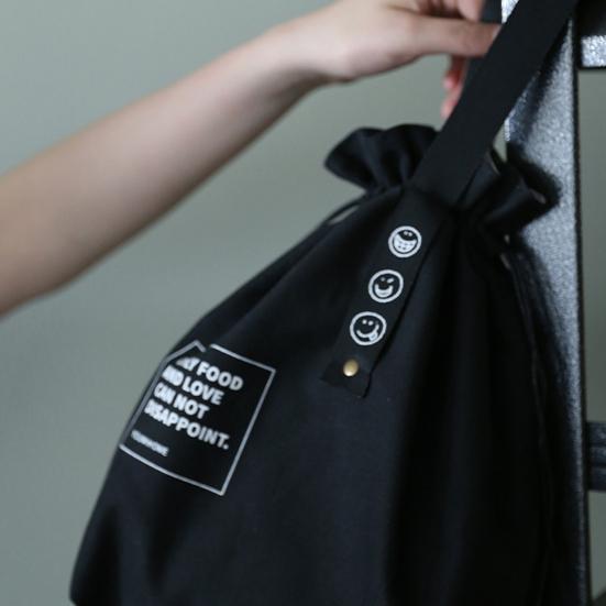 Bento Bag Adjustable Wide Opening Canvas Drawstring Design Lunch Handbag Picnic Accessories