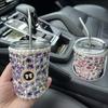 Rhinestone 304 Stainless Steel Straw Cup, 300-500ml Insulated Coffee Mug, Sparkling Diamond Water Bottle for Women