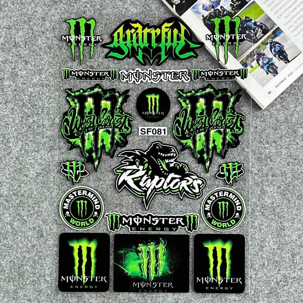 Green Reflective Waterproof Stickers Cool for Motorcycle, Motorcycle Helmet, Skateboard, Car and Dirt Bike Motorcycle Decal