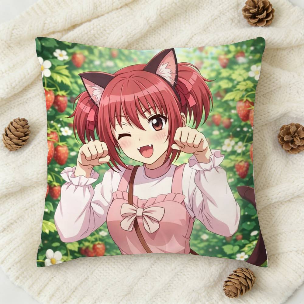 TTokyo Mew Mew Anime Doublesided Printed Square Decorative Cushion Cover for Sofa Living Room Home Decor